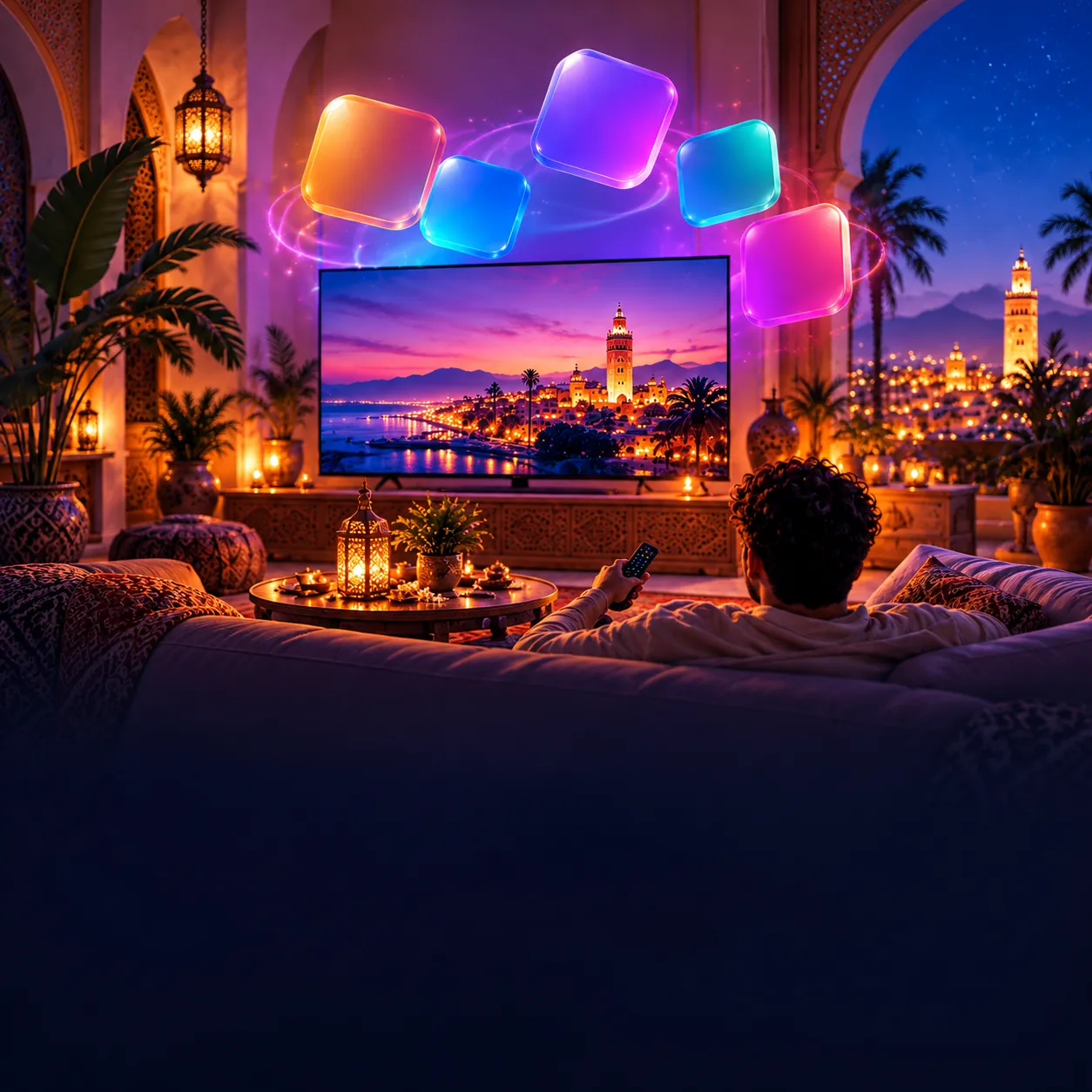 Un client MySplit regarde le football, ses séries et sa musique depuis son salon au Maroc